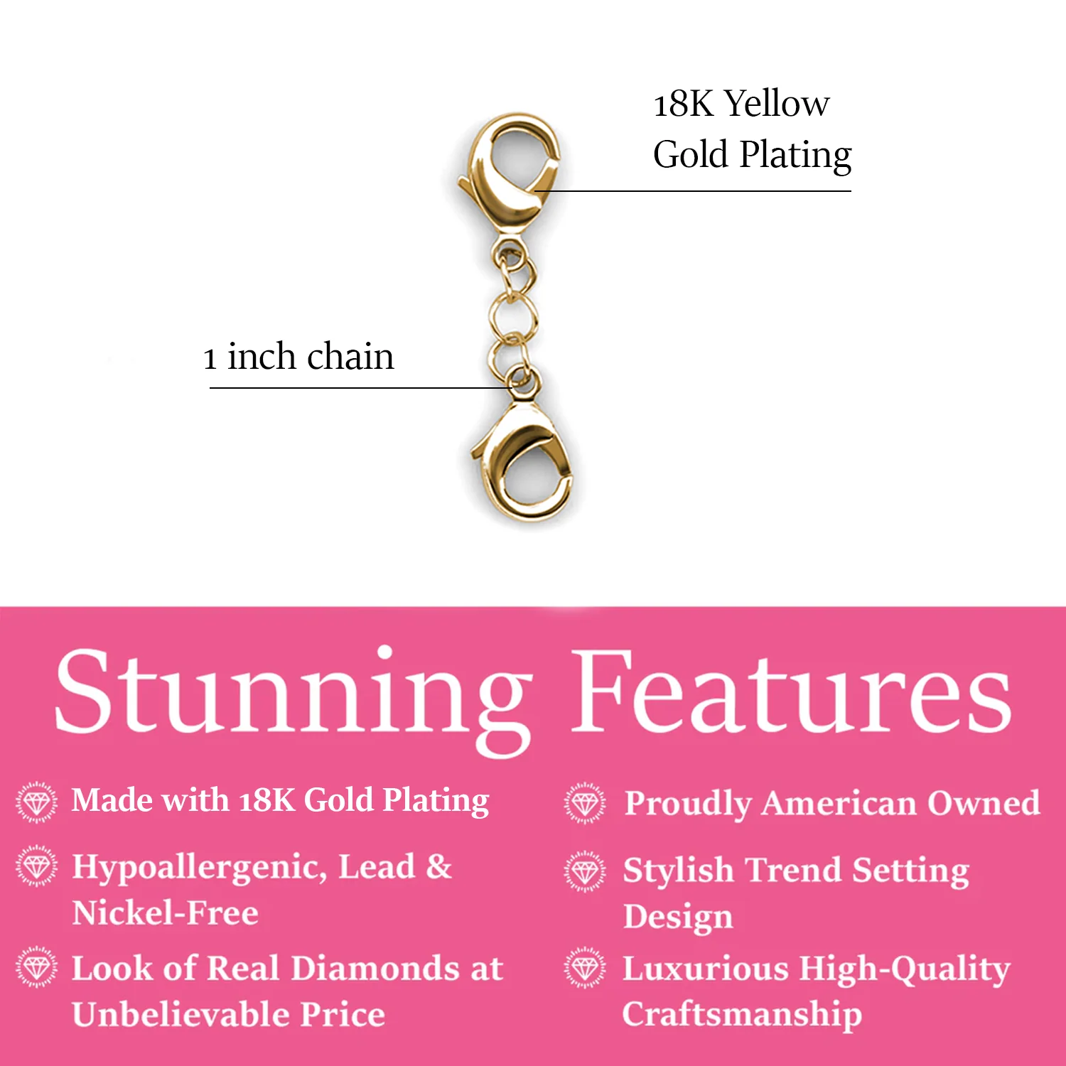 18k White Gold Plated Necklace Extenders - Image 15
