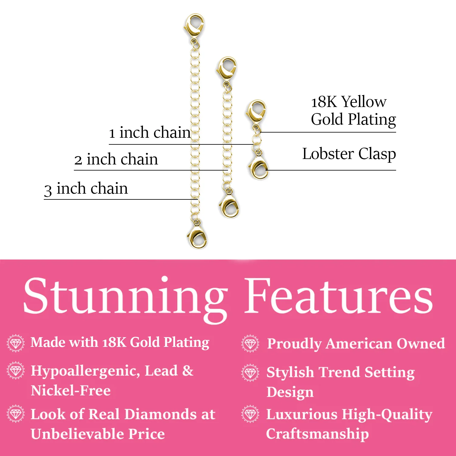 18k White Gold Plated Necklace Extenders - Image 27