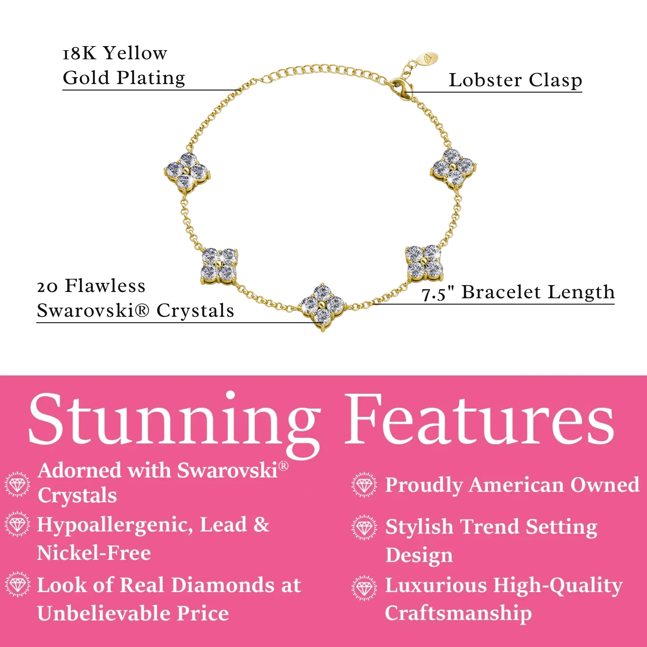 Adeline 18k White Gold Plated Station Bracelet with Swarovski Crystals - Image 12