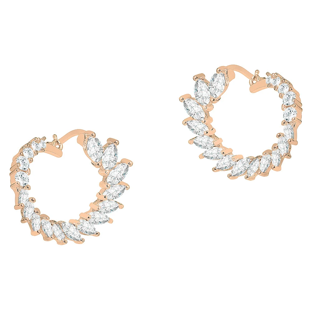 Adelyn 18k Gold Plated Sideways Hoop Earrings with Simulated Diamond Crystals — Final Sale - Image 6