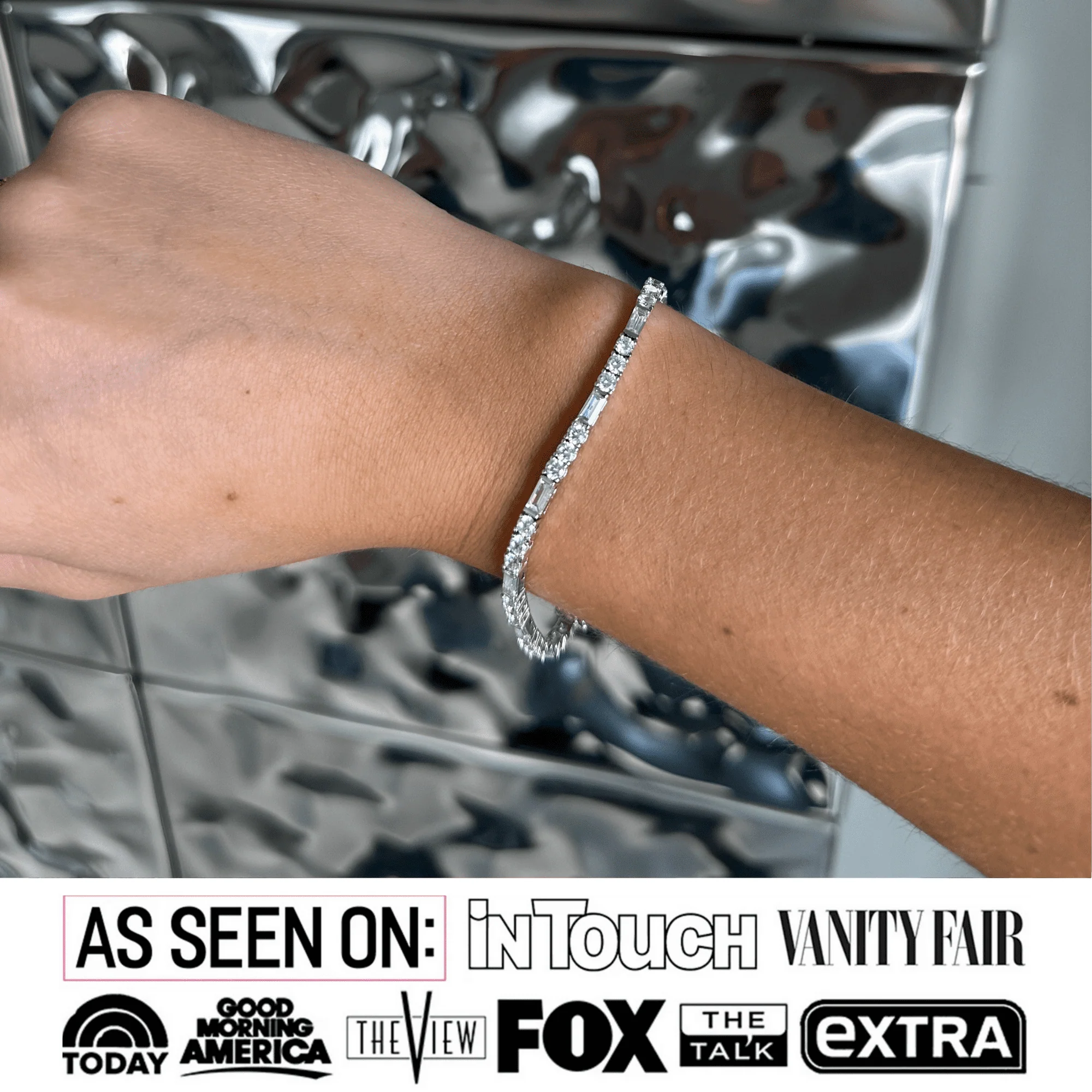 Adrianna 18k White Gold Plated Tennis Bracelet & Limited Edition Ribbon Card - Image 3