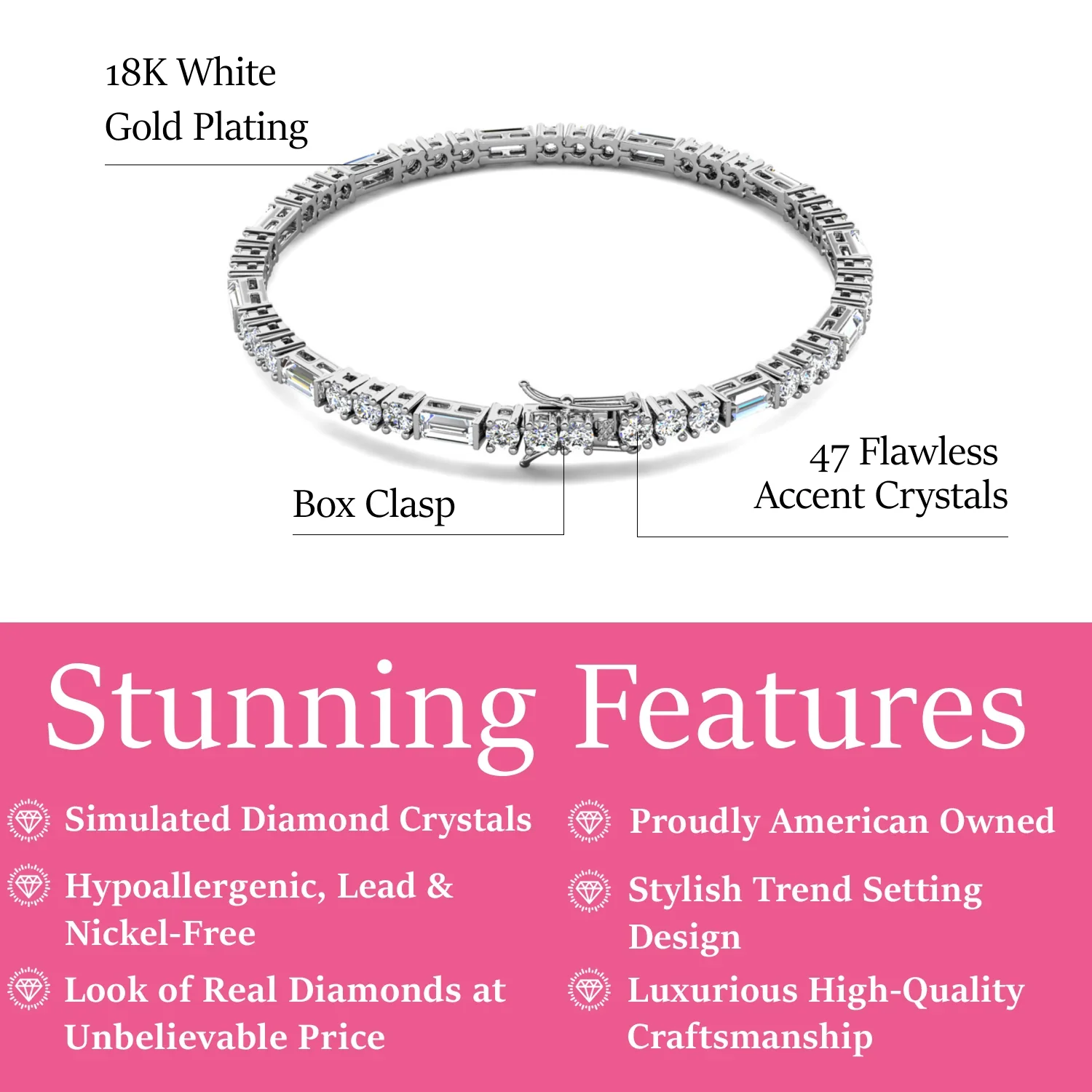 Adrianna 18k White Gold Plated Tennis Bracelet & Limited Edition Ribbon Card - Image 4