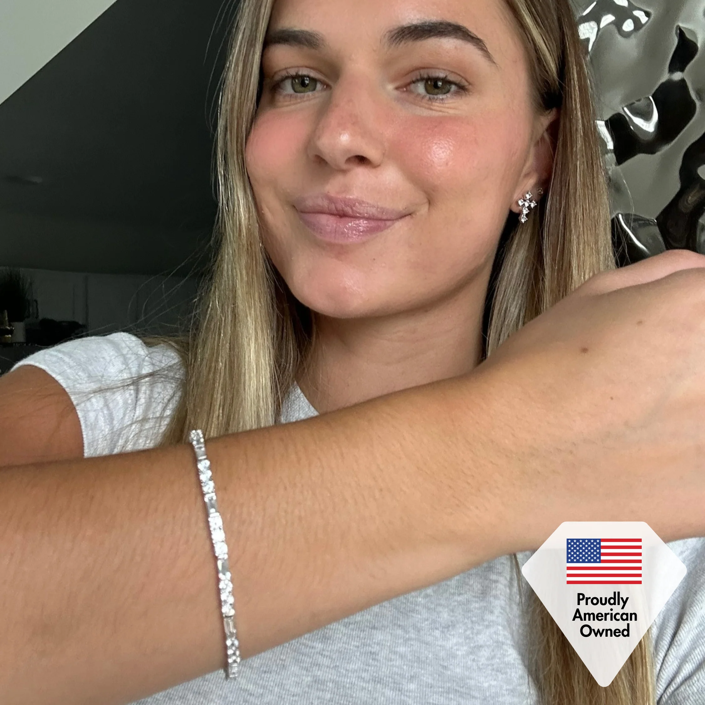 Adrianna 18k White Gold Plated Tennis Bracelet & Limited Edition Ribbon Card - Image 7