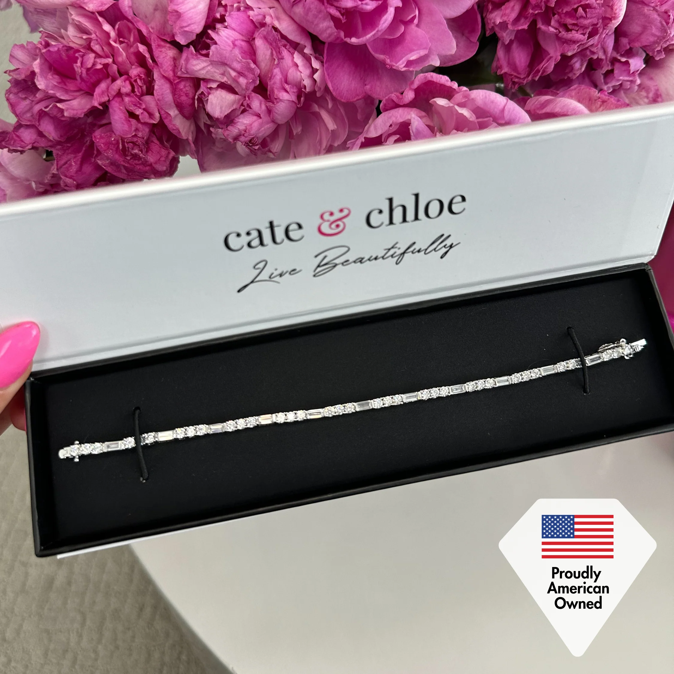 Adrianna 18k White Gold Plated Tennis Bracelet & Limited Edition Ribbon Card - Image 8