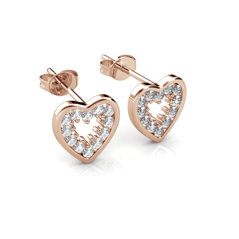 Ainsley 18k White Gold Plated Heart Earrings with Swarovski Crystals - Image 13