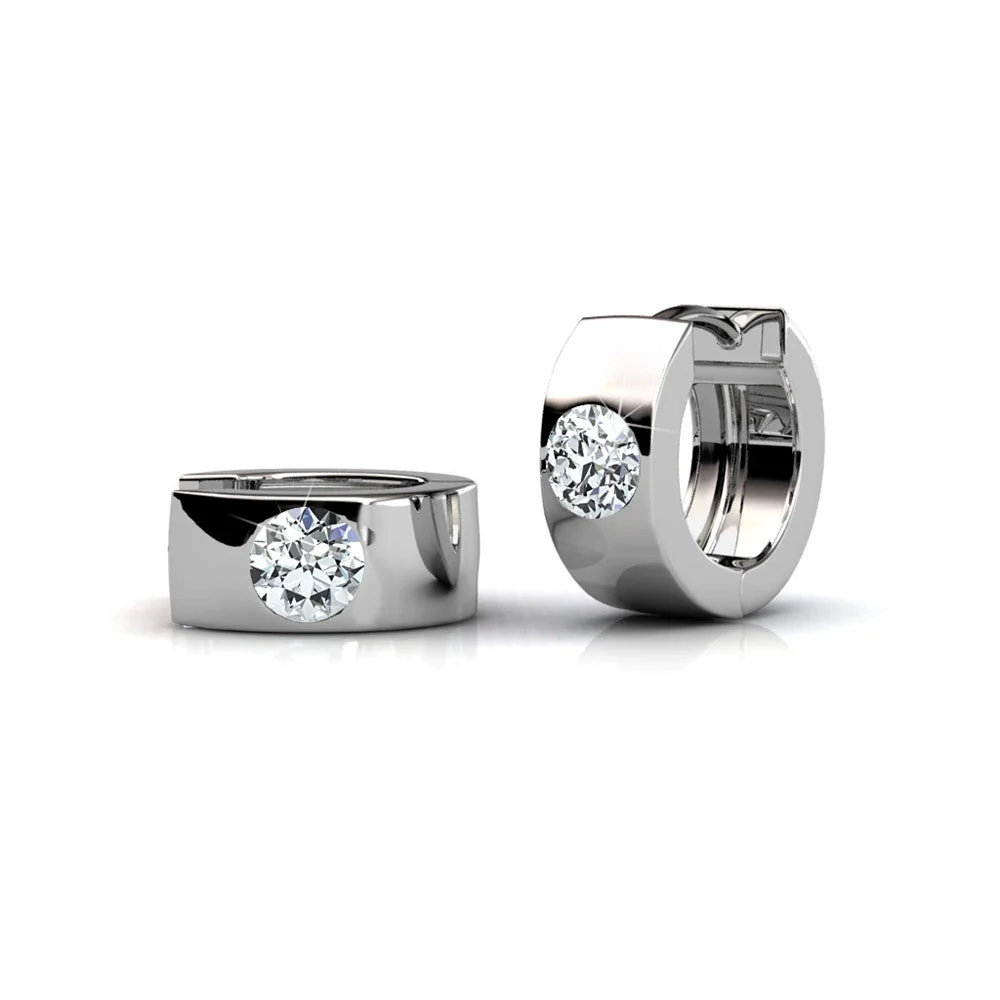 Alana 18k White Gold Plated 14mm Small Hoop Earrings with Swarovski Crystals — Final Sale