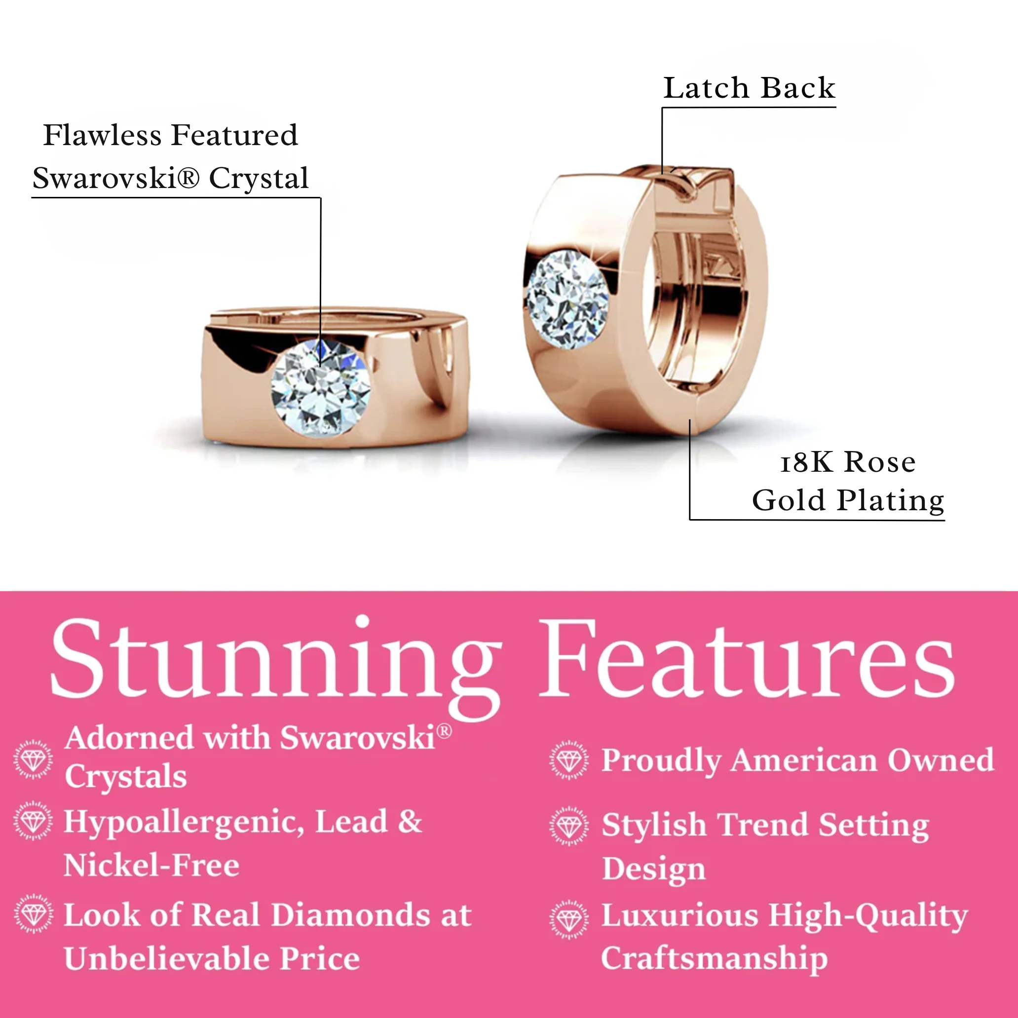 Alana 18k White Gold Plated 14mm Small Hoop Earrings with Swarovski Crystals — Final Sale - Image 10