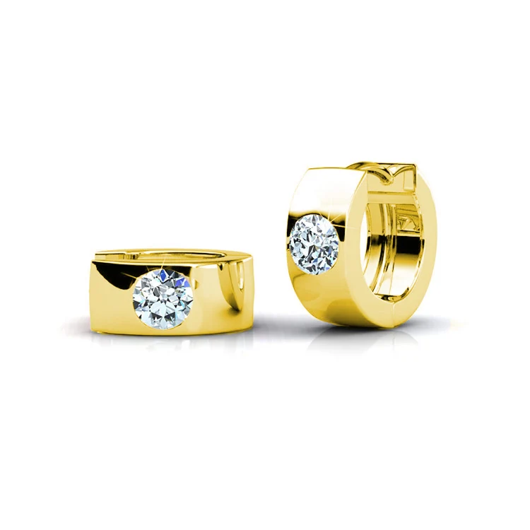 Alana 18k White Gold Plated 14mm Small Hoop Earrings with Swarovski Crystals — Final Sale - Image 7