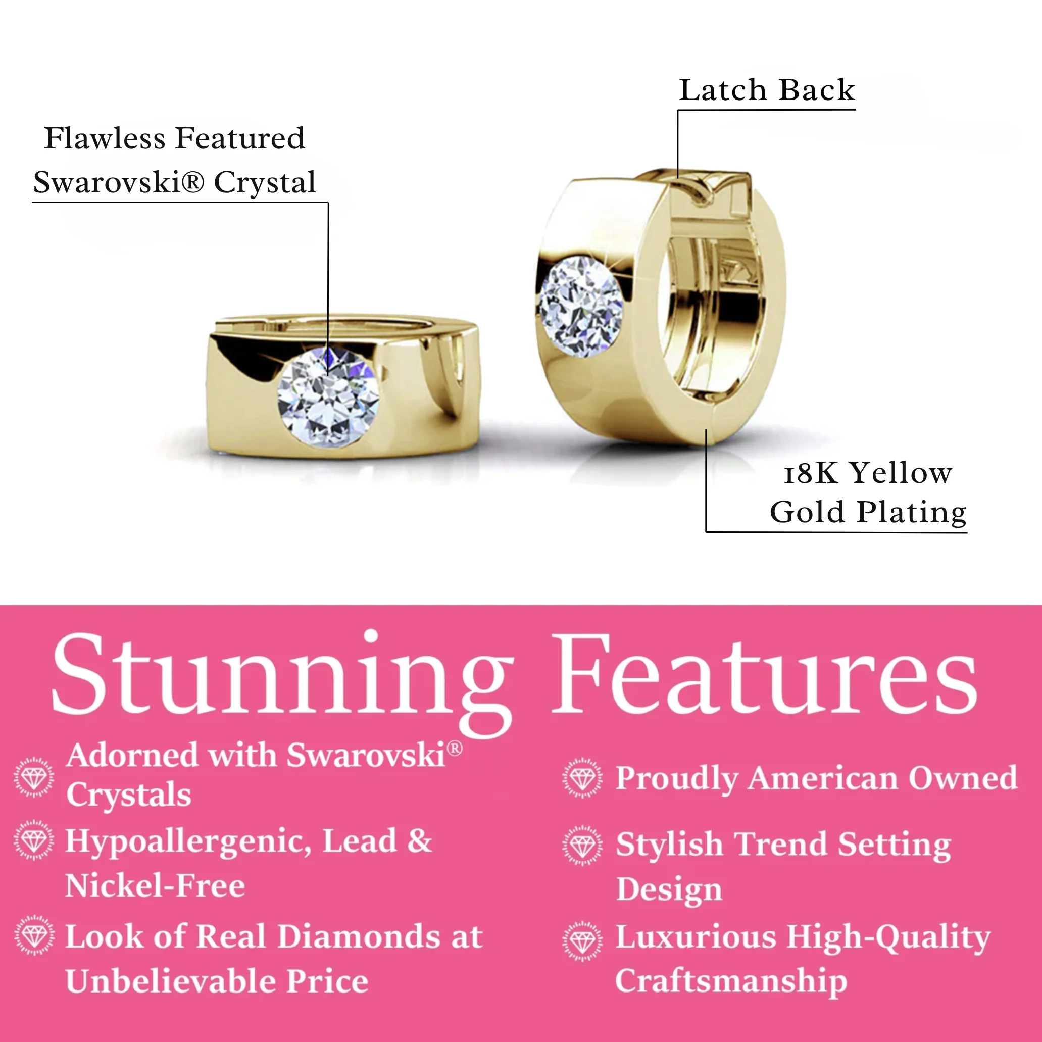 Alana 18k White Gold Plated 14mm Small Hoop Earrings with Swarovski Crystals — Final Sale - Image 8