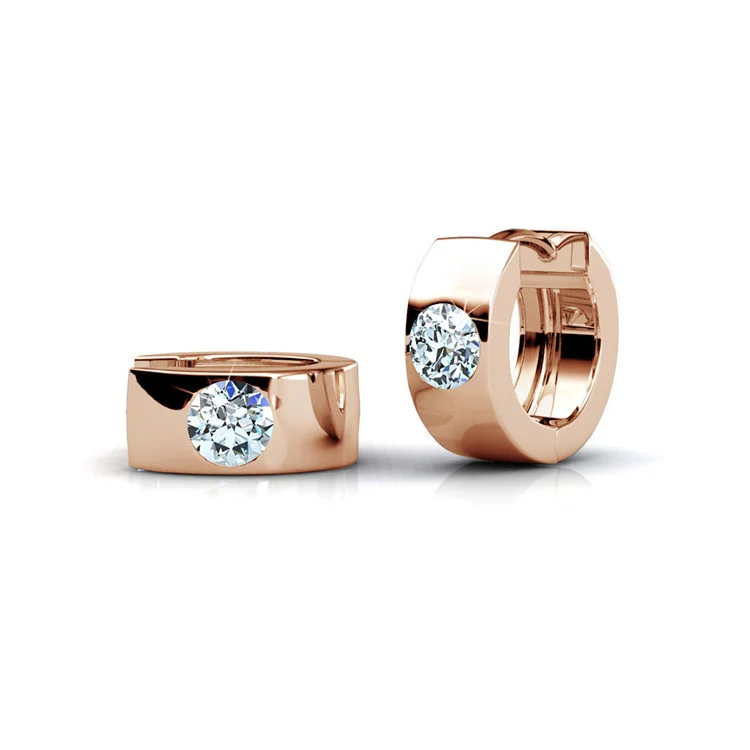 Alana 18k White Gold Plated 14mm Small Hoop Earrings with Swarovski Crystals — Final Sale - Image 9