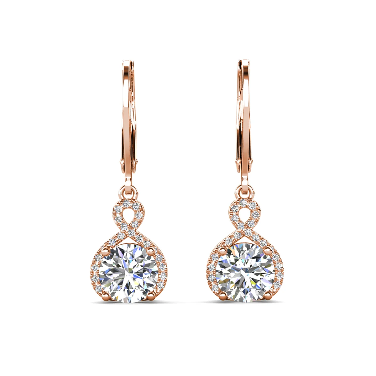 Alessandra 18k White Gold Plated Infinity Drop Earrings with Simulated Diamond Crystals - Image 11