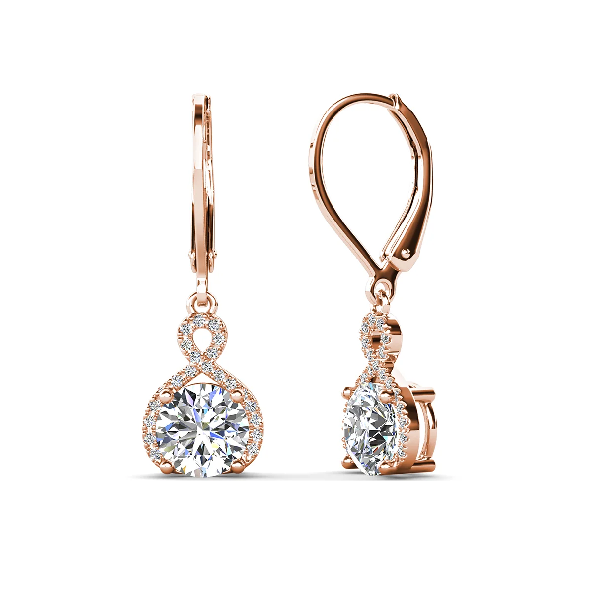 Alessandra 18k White Gold Plated Infinity Drop Earrings with Simulated Diamond Crystals - Image 13