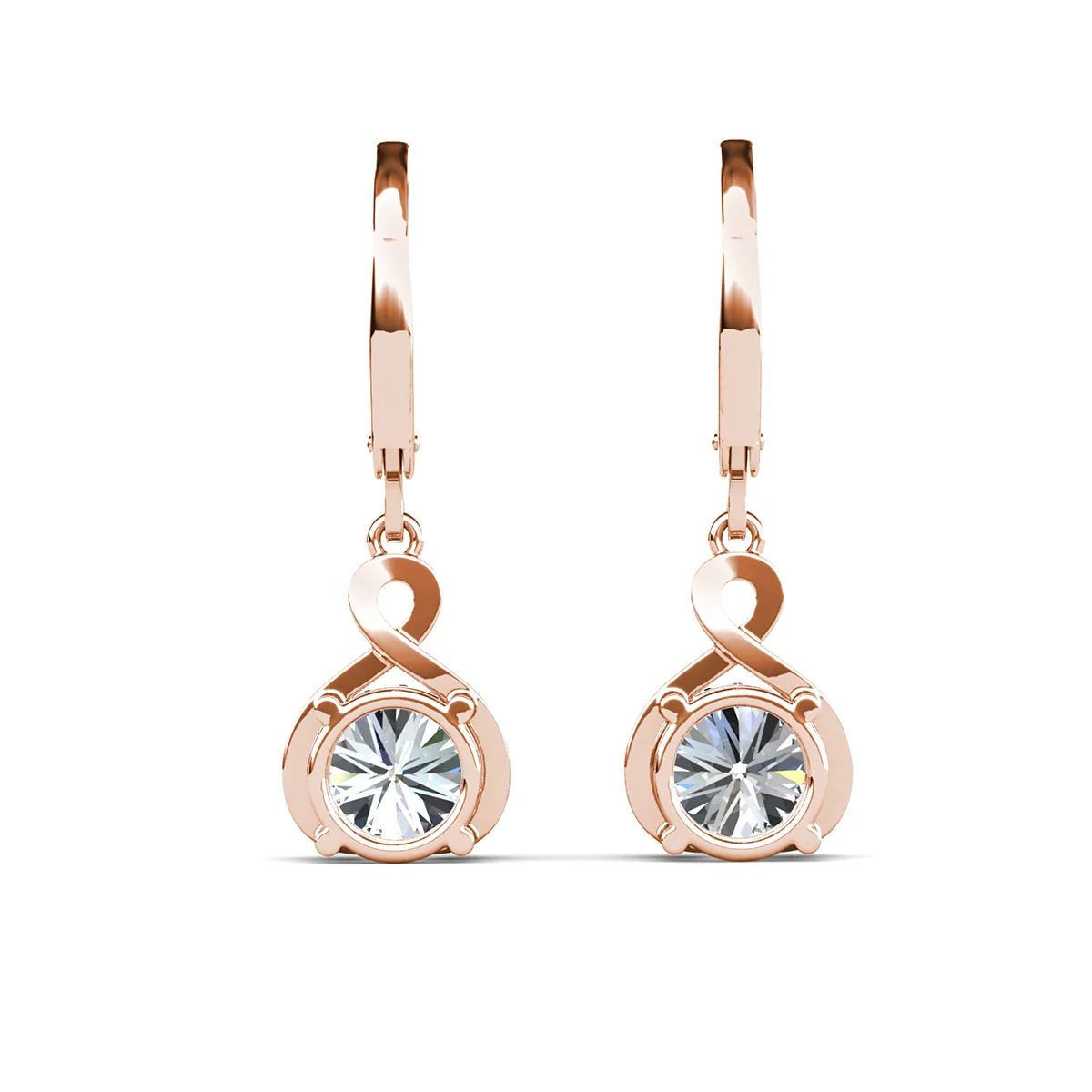 Alessandra 18k White Gold Plated Infinity Drop Earrings with Simulated Diamond Crystals - Image 14