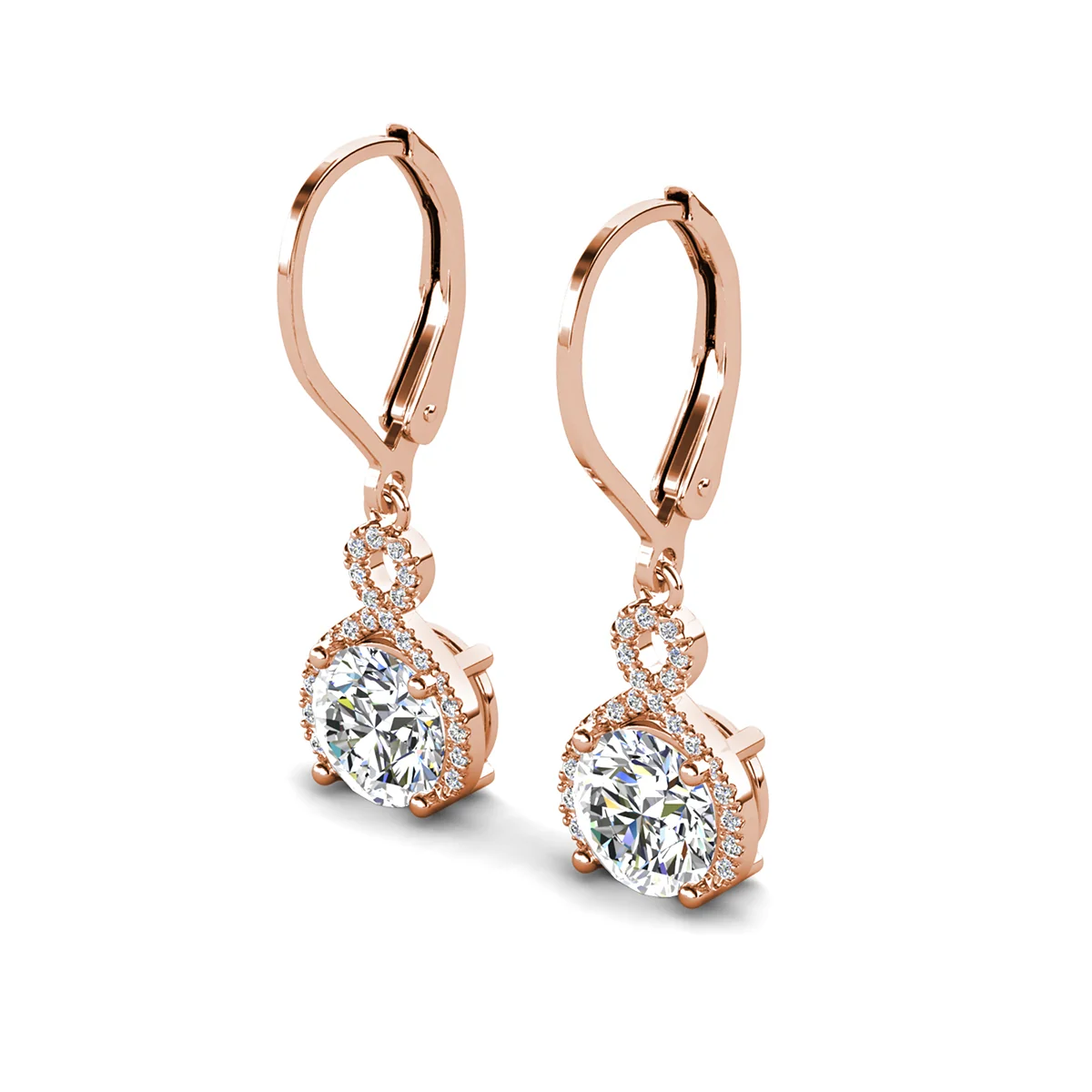 Alessandra 18k White Gold Plated Infinity Drop Earrings with Simulated Diamond Crystals - Image 15