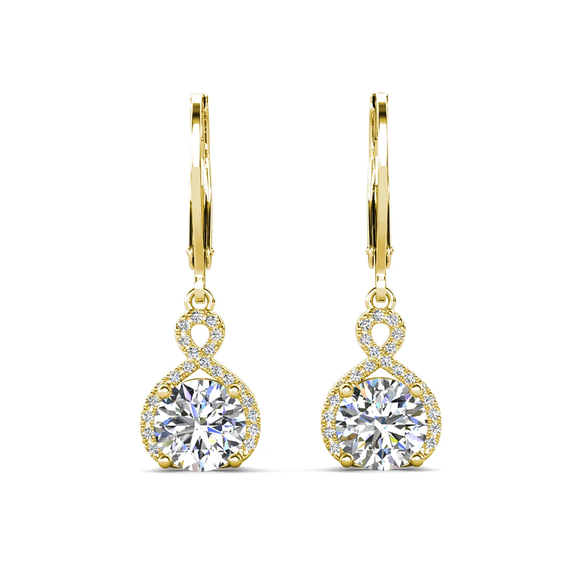 Alessandra 18k White Gold Plated Infinity Drop Earrings with Simulated Diamond Crystals - Image 16