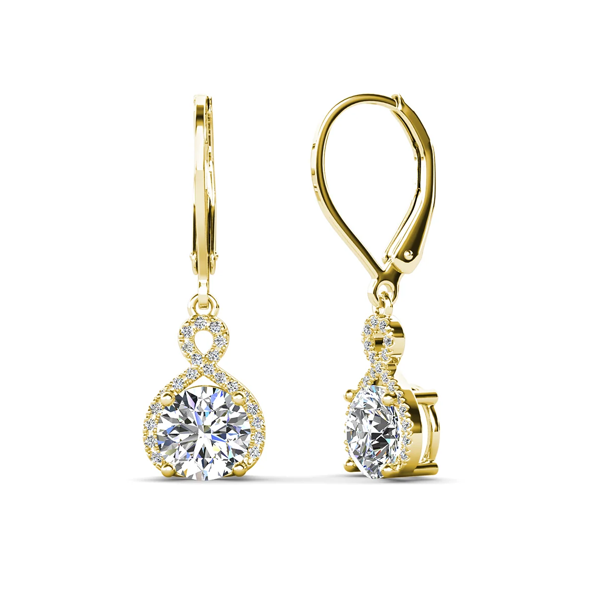 Alessandra 18k White Gold Plated Infinity Drop Earrings with Simulated Diamond Crystals - Image 18