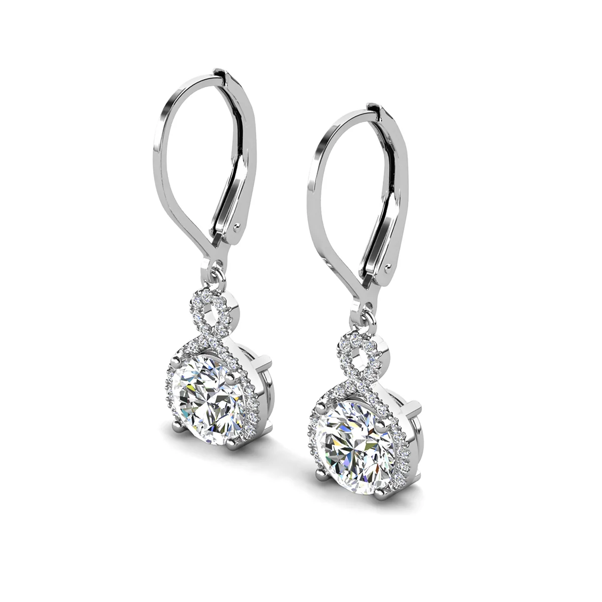 Alessandra 18k White Gold Plated Infinity Drop Earrings with Simulated Diamond Crystals - Image 9