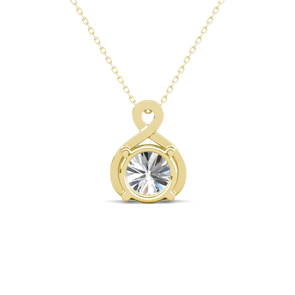 Alessandra 18k White Gold Plated Infinity Halo Pendant Necklace with Simulated Diamond Crystals - Image 13