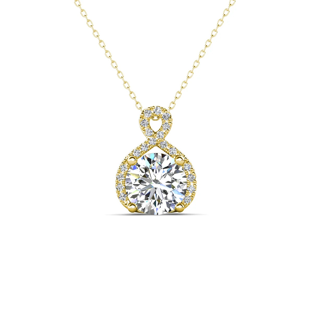 Alessandra 18k White Gold Plated Infinity Halo Pendant Necklace with Simulated Diamond Crystals (3 Pair Set) - Image 13