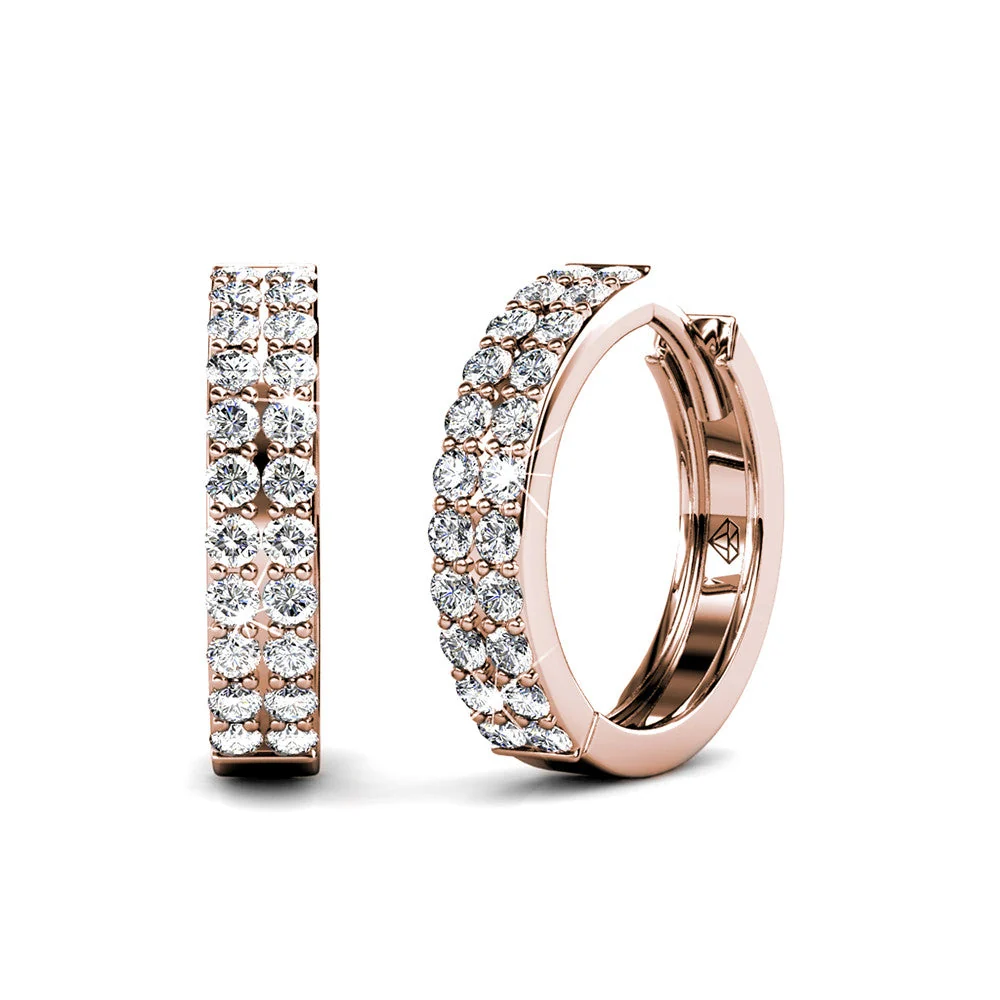 Alice 18k White Gold Plated 17mm Hoop Earrings with Swarovski Crystals - Image 14