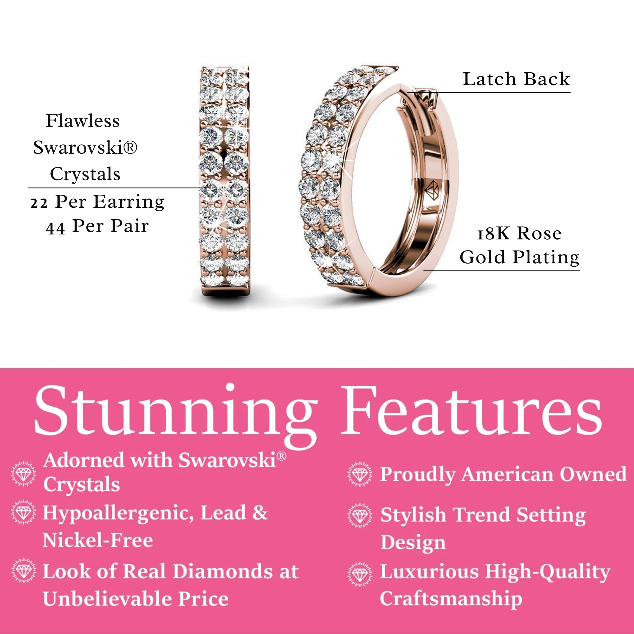 Alice 18k White Gold Plated 17mm Hoop Earrings with Swarovski Crystals - Image 15