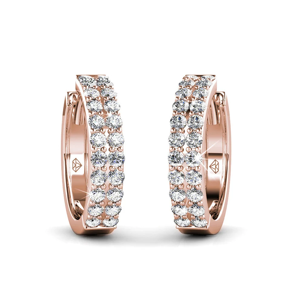Alice 18k White Gold Plated 17mm Hoop Earrings with Swarovski Crystals - Image 16