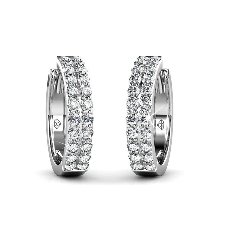 Alice 18k White Gold Plated 17mm Hoop Earrings with Swarovski Crystals - Image 8