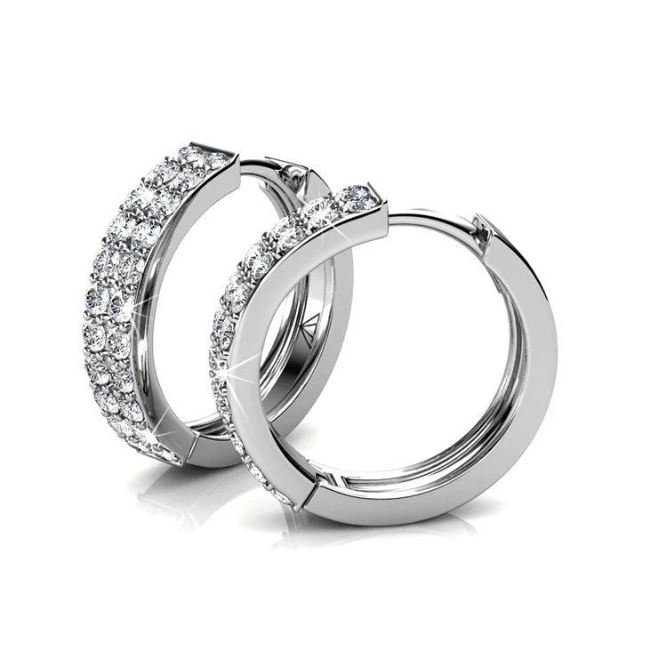 Alice 18k White Gold Plated 17mm Hoop Earrings with Swarovski Crystals - Image 9