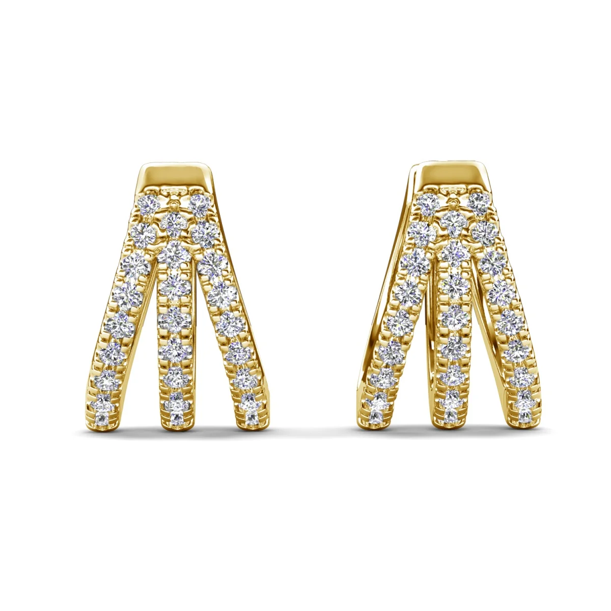 Aliyah 18k White Gold Plated 14mm Hoop Earrings with Simulated Diamond Crystals - Image 14