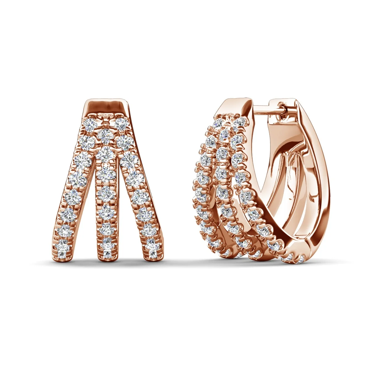 Aliyah 18k White Gold Plated 14mm Hoop Earrings with Simulated Diamond Crystals - Image 16