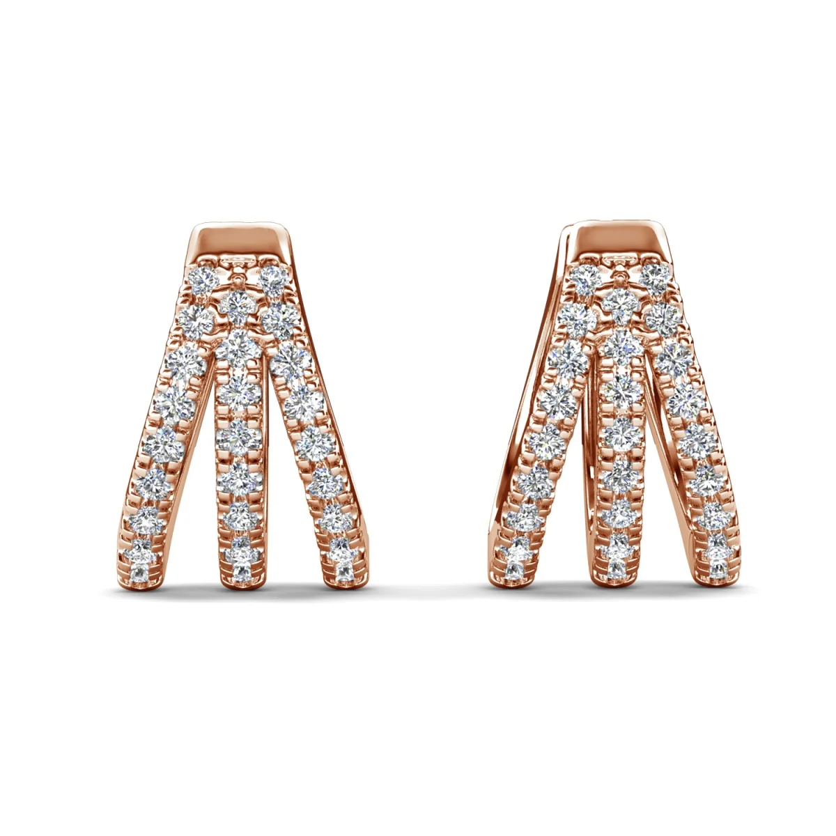 Aliyah 18k White Gold Plated 14mm Hoop Earrings with Simulated Diamond Crystals - Image 19