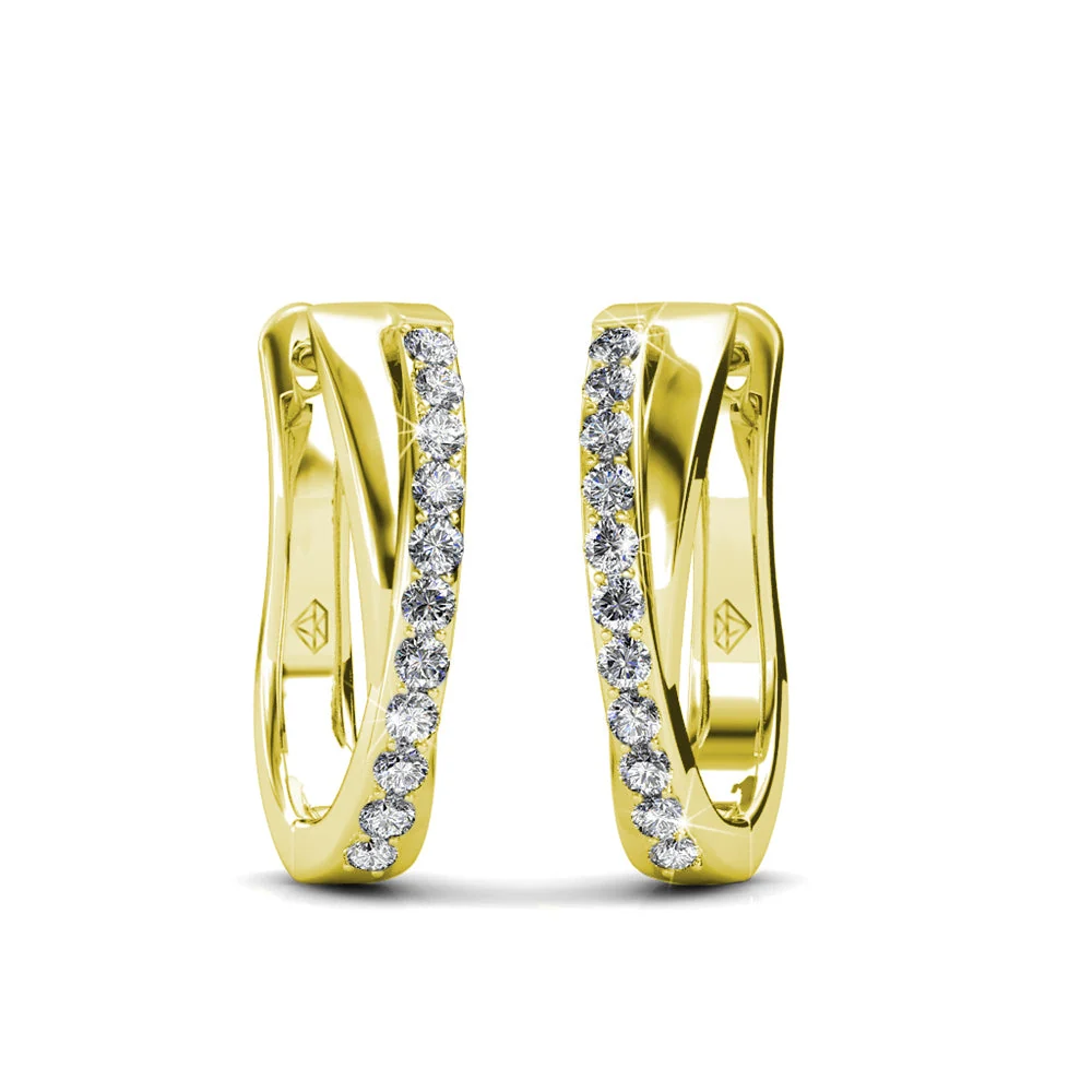Amaya 18k White Gold Plated 16mm Twisted Hoop Earrings with Swarovski Crystals - Image 12