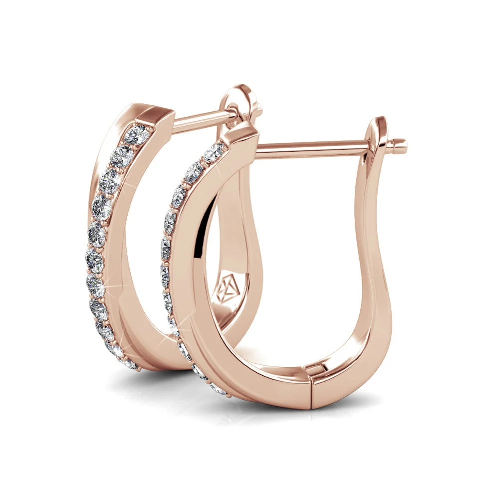 Amaya 18k White Gold Plated 16mm Twisted Hoop Earrings with Swarovski Crystals - Image 17