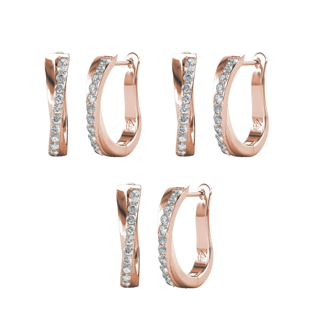 Amaya 18k White Gold Plated 16mm Twisted Hoop Earrings with Swarovski Crystals - Image 20