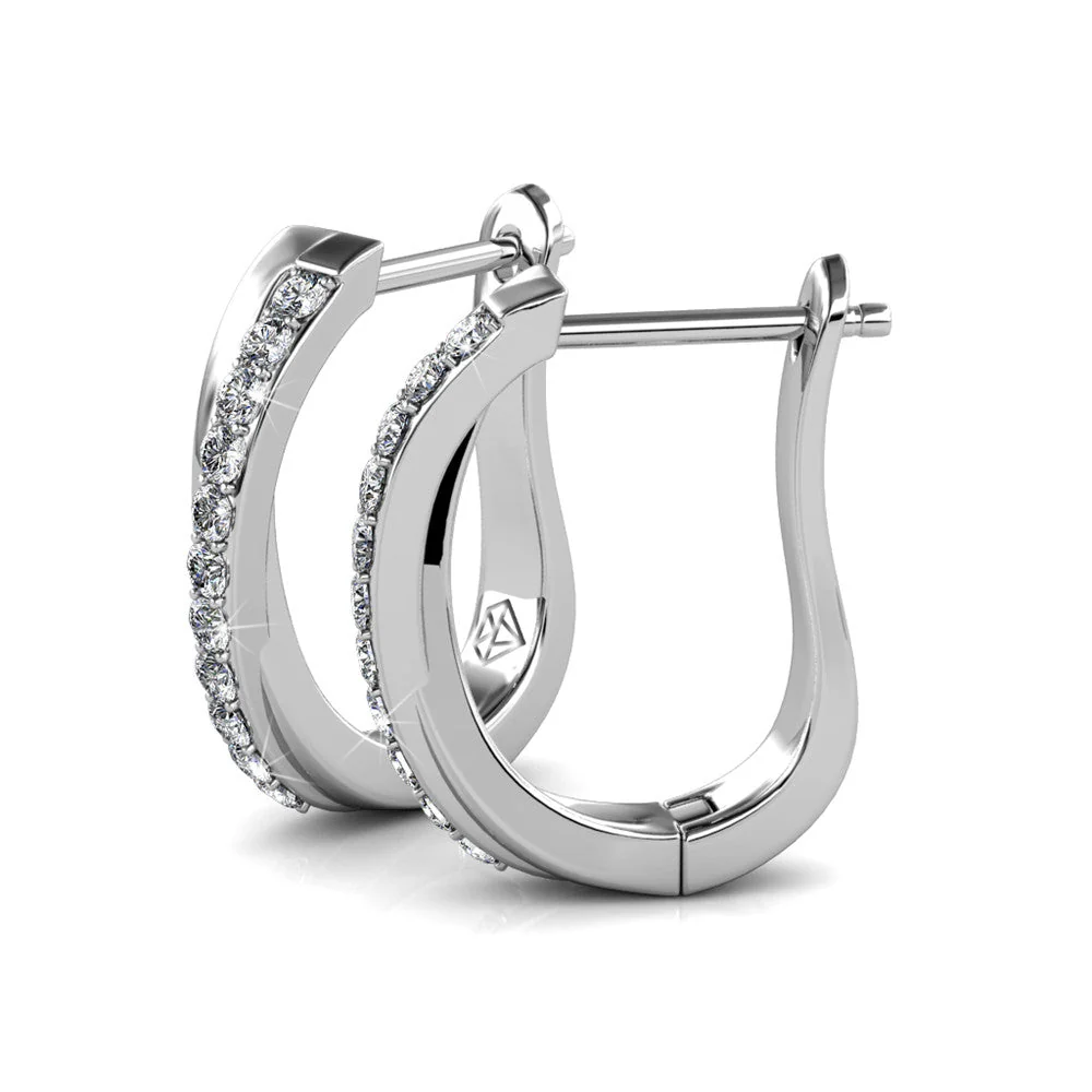 Amaya 18k White Gold Plated 16mm Twisted Hoop Earrings with Swarovski Crystals - Image 9