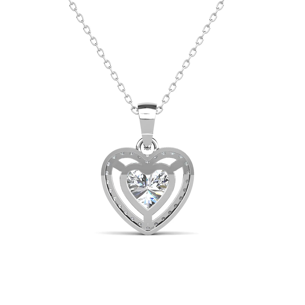 Amora 18k White Gold Plated Heart Necklace & Kindness and Light Green Bow Card - Image 11