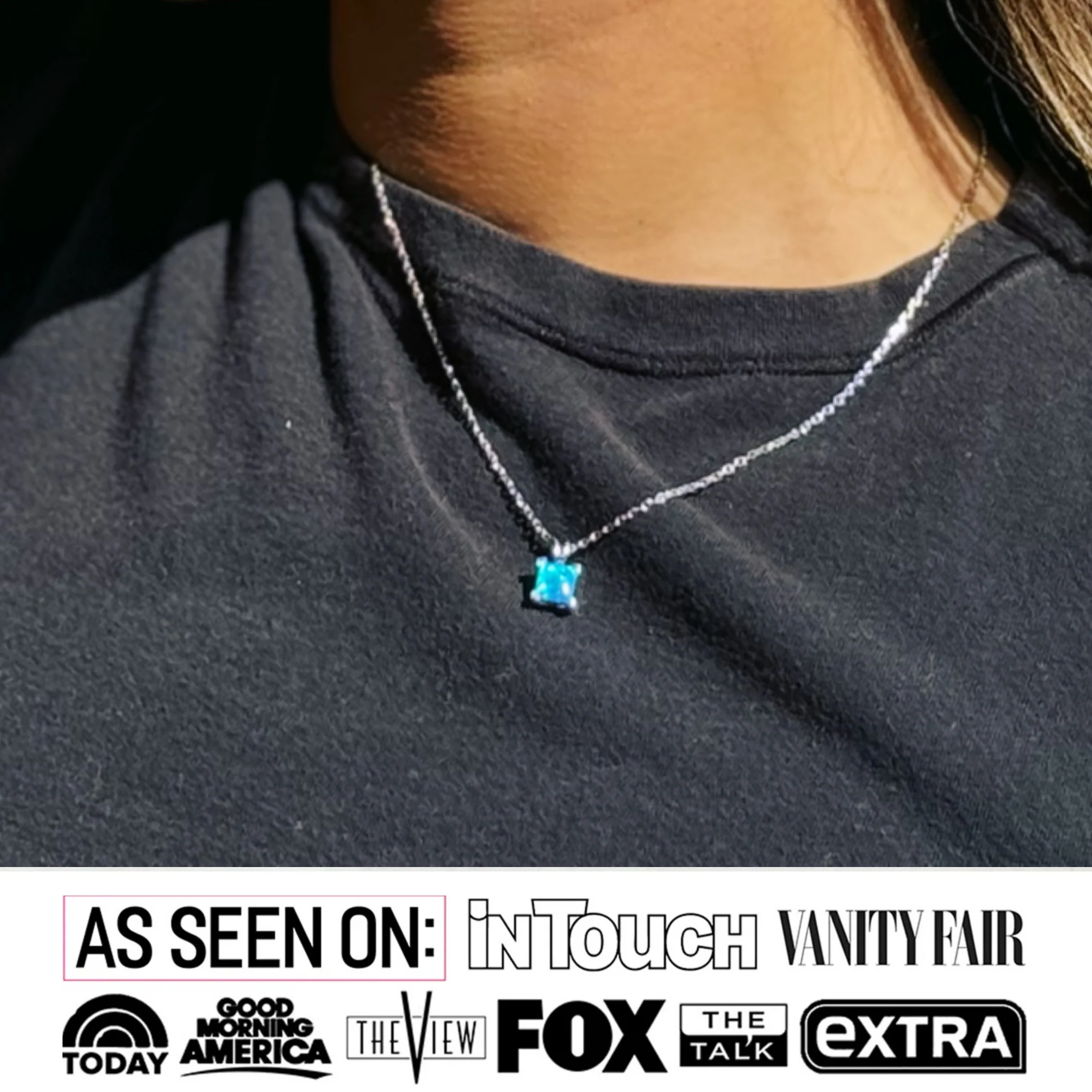 Amphitrite 18k White Gold Plated Pendant Necklace with Princess Cut Opal Stone - Image 2