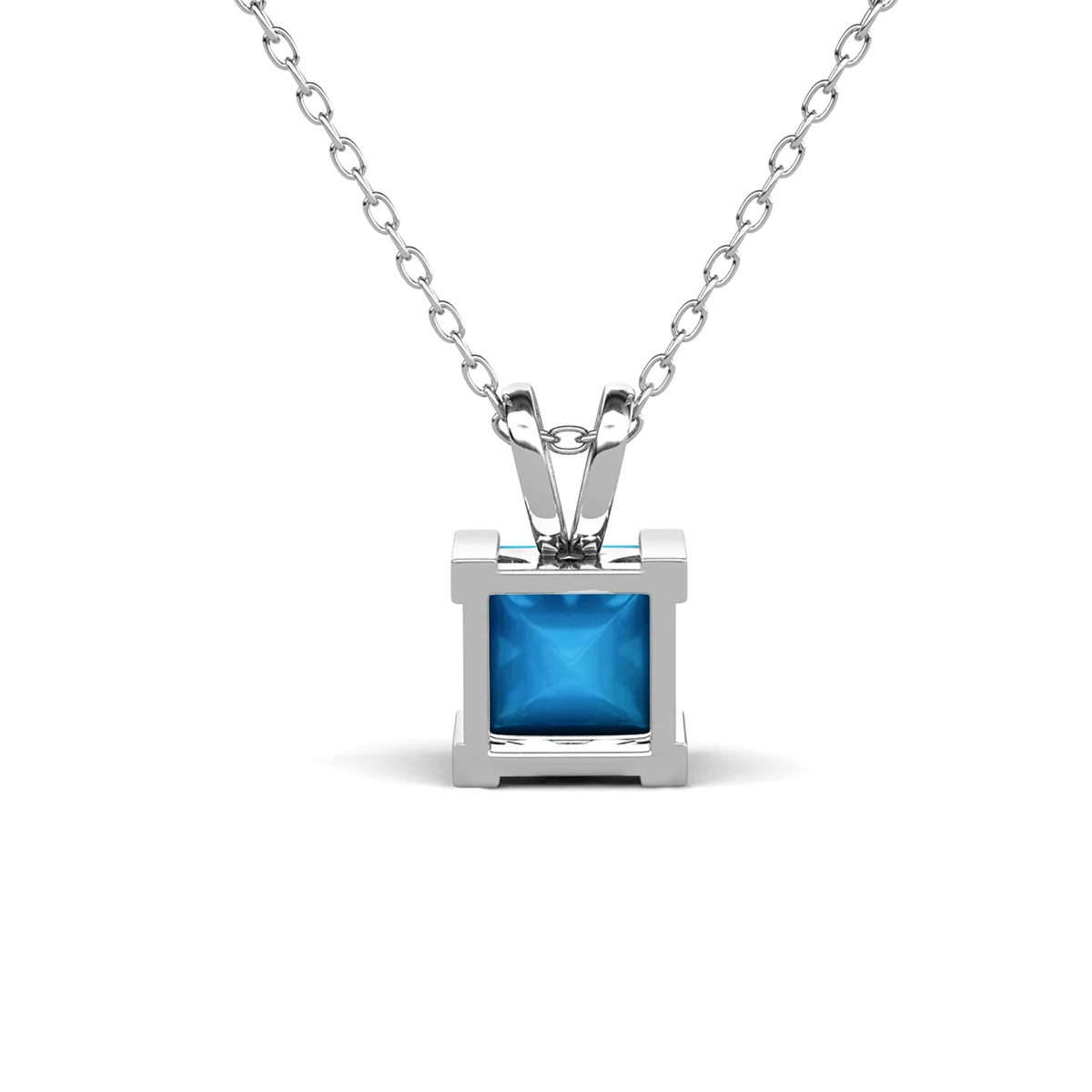 Amphitrite 18k White Gold Plated Pendant Necklace with Princess Cut Opal Stone - Image 8