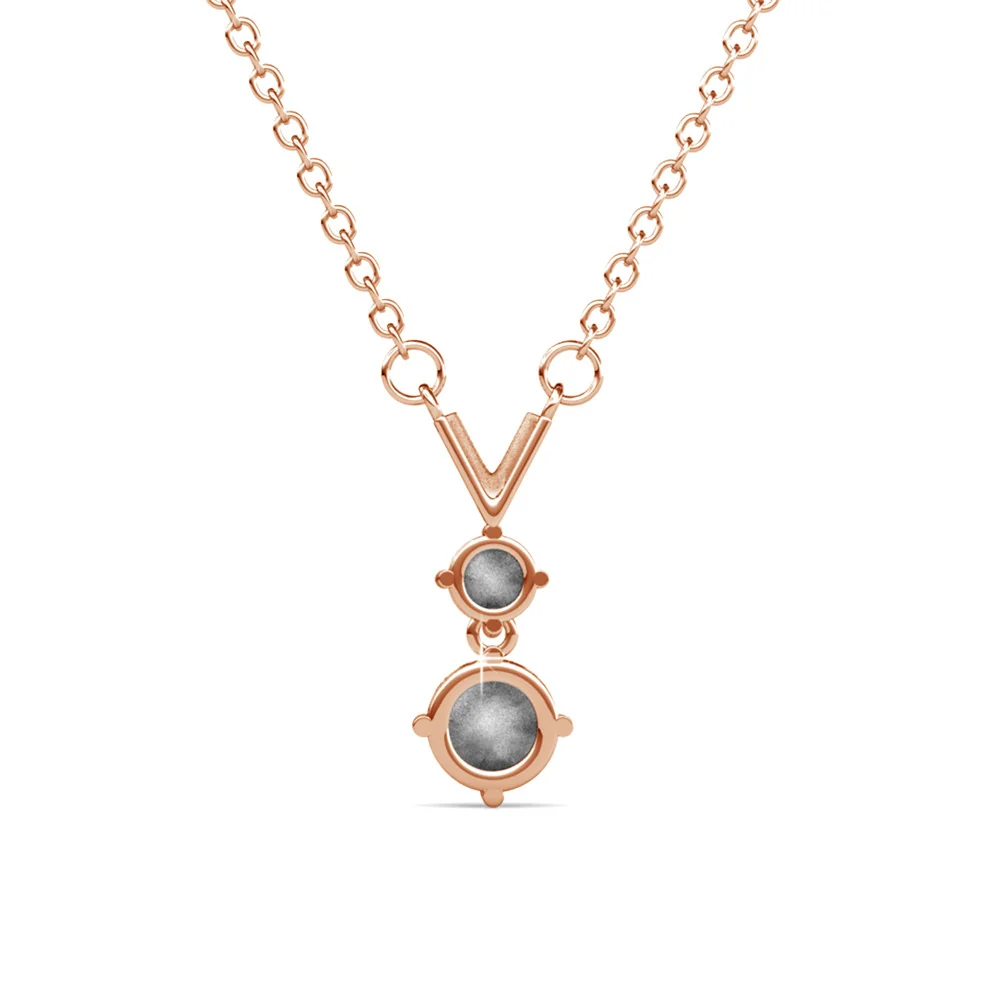Andy 18k White Gold Plated 2-Stone Pendant Necklace with Swarovski Crystals - Image 17