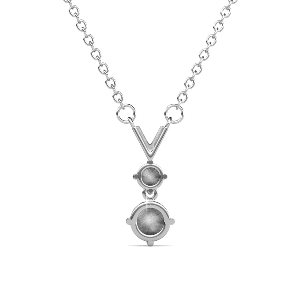 Andy 18k White Gold Plated 2-Stone Pendant Necklace with Swarovski Crystals - Image 9
