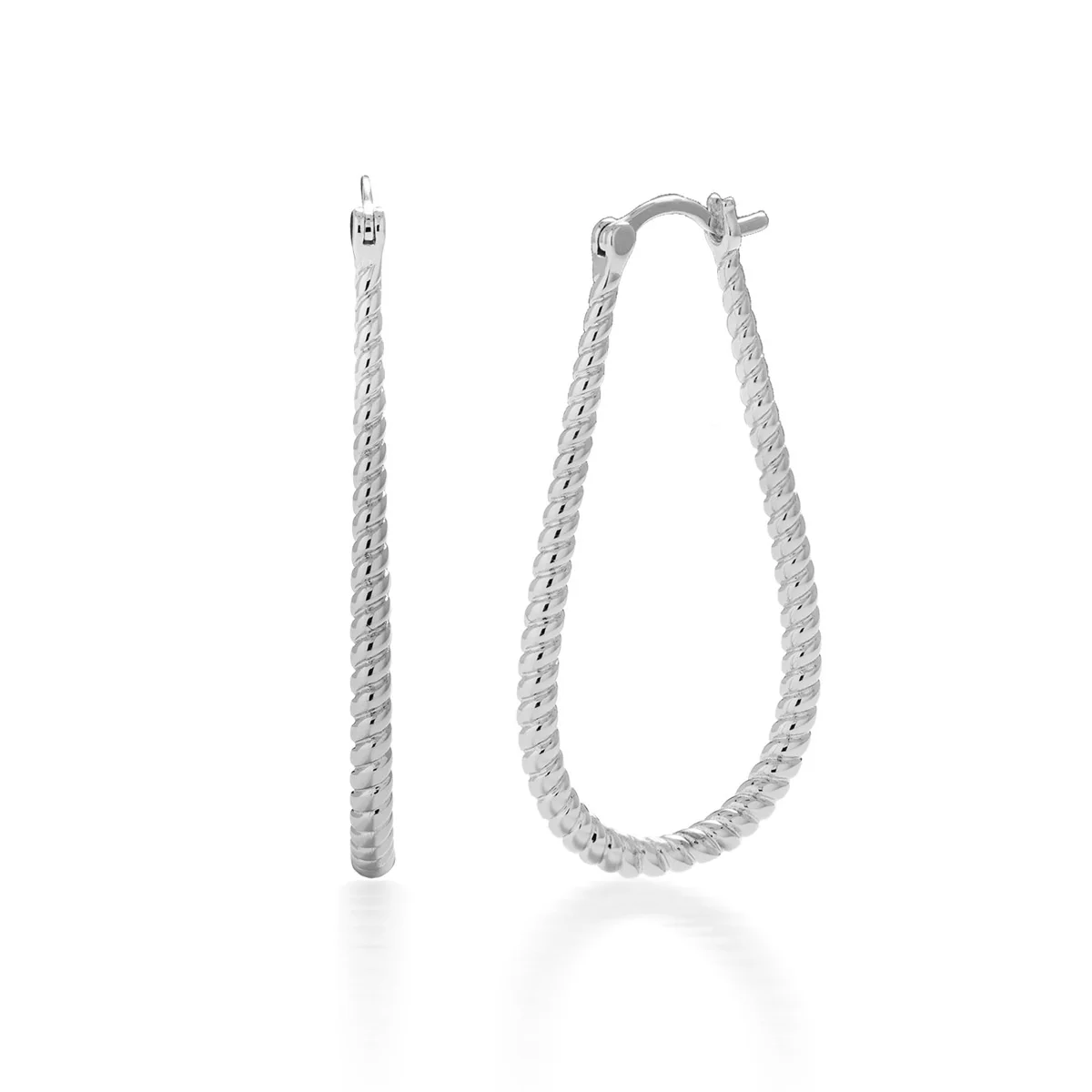Angelica 18k White Gold Plated 45mm Twisted U-Shaped Hoop Earrings