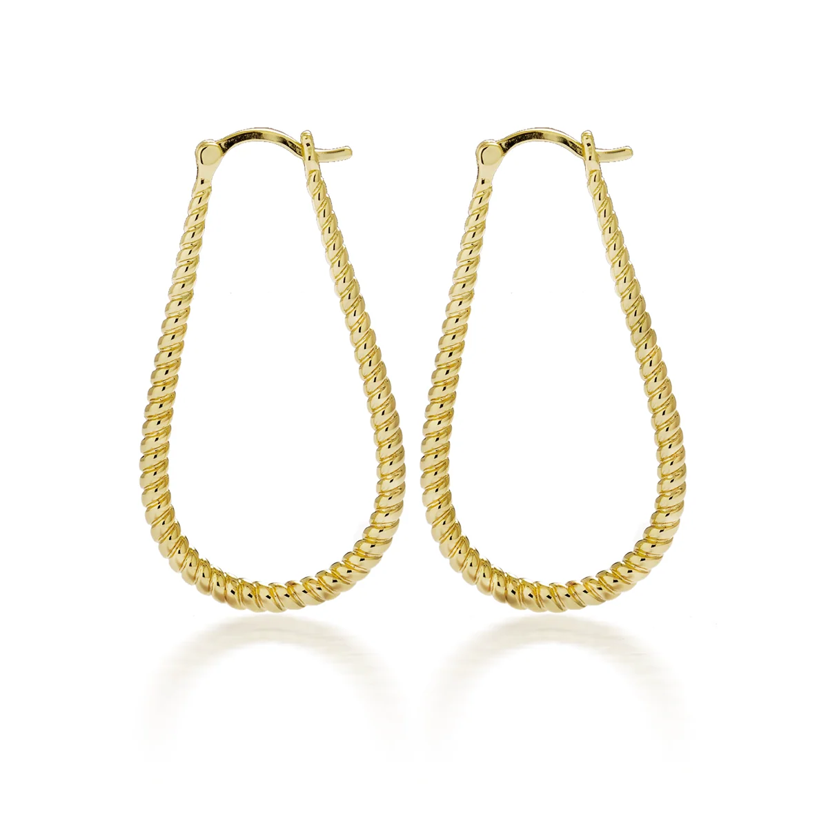Angelica 18k White Gold Plated 45mm Twisted U-Shaped Hoop Earrings - Image 13