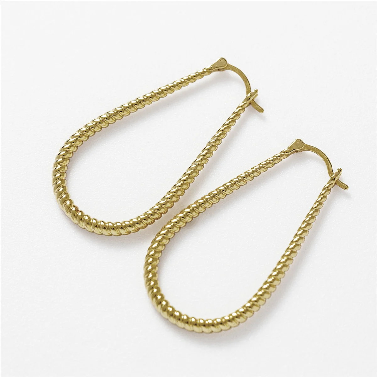 Angelica 18k White Gold Plated 45mm Twisted U-Shaped Hoop Earrings - Image 14