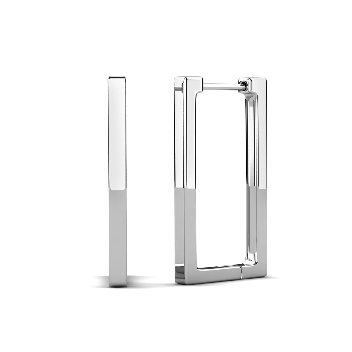 Annalise 18k White Gold Plated 24mm Silver Square  Hoop Earrings