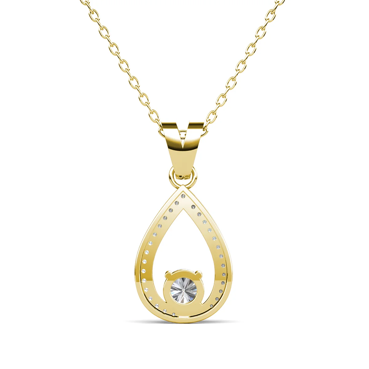 Arabella 18k White Gold Plated Teardrop Necklace with Simulated Diamond Crystals - Image 13