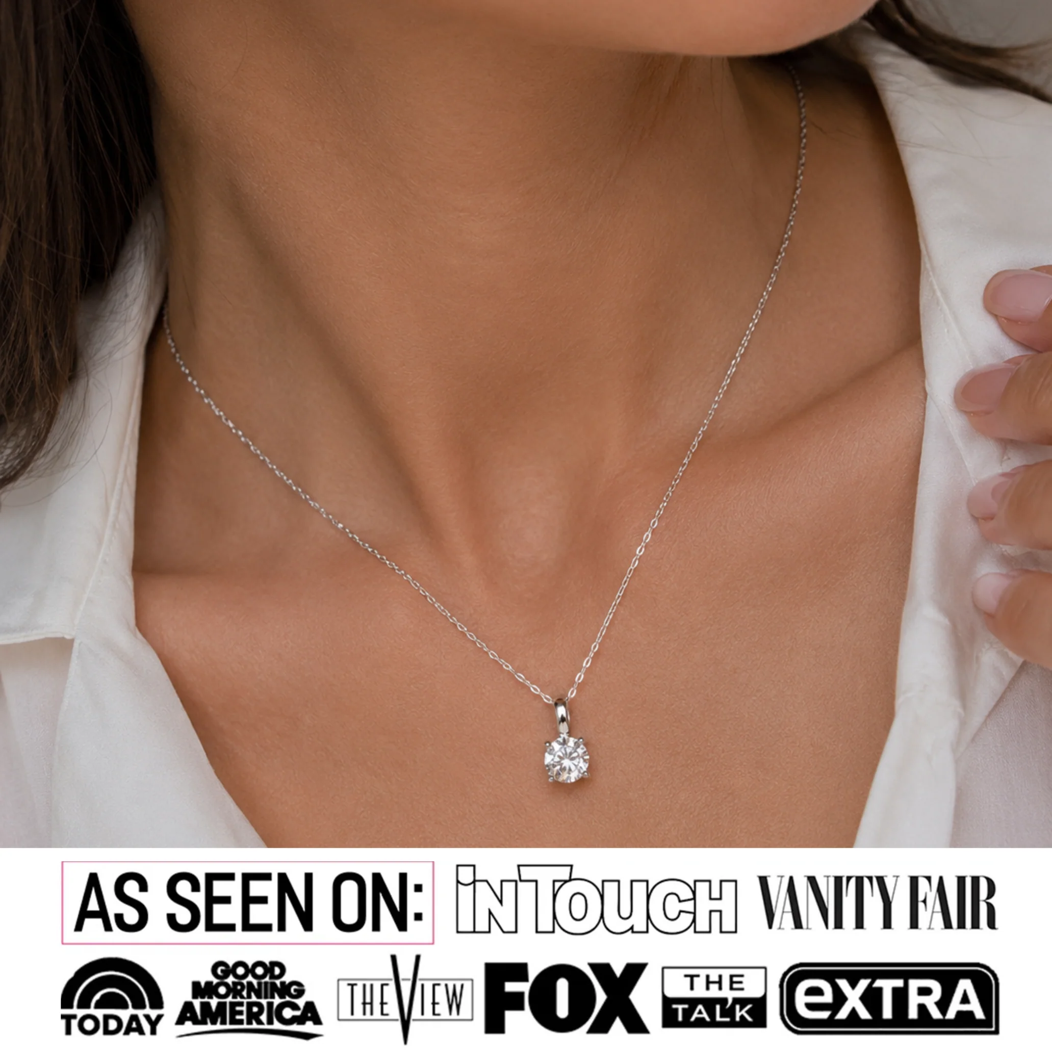 Araylia 18k White Gold Plated Necklace with Solitaire Round Cut Swarovski Crystal - FAB FAV - Image 3