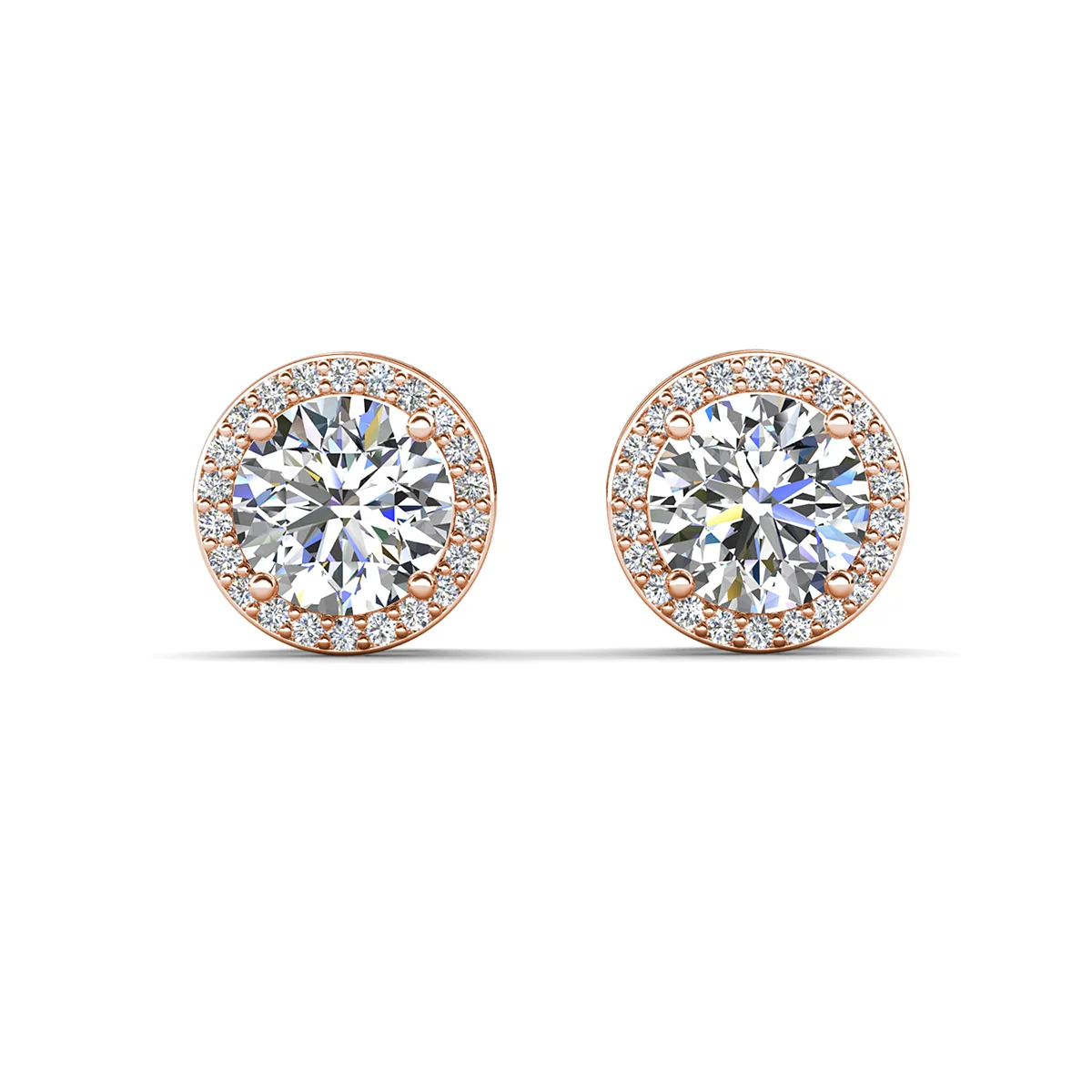 Ariel 18k White Gold Plated Halo Stud Earrings with Simulated Diamond Crystals - Image 18
