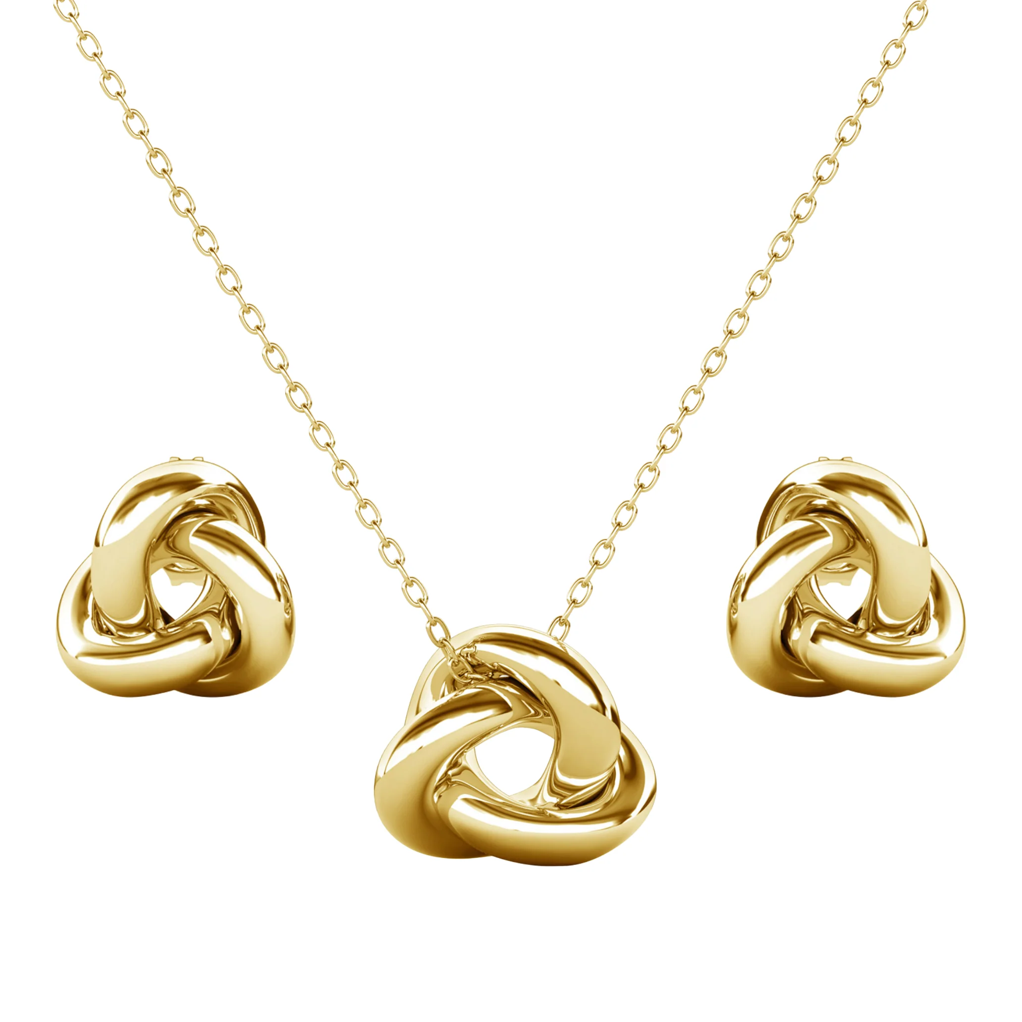 Ashley 18k White Gold Plated Knot Earrings and Necklace Jewelry Set - Image 11
