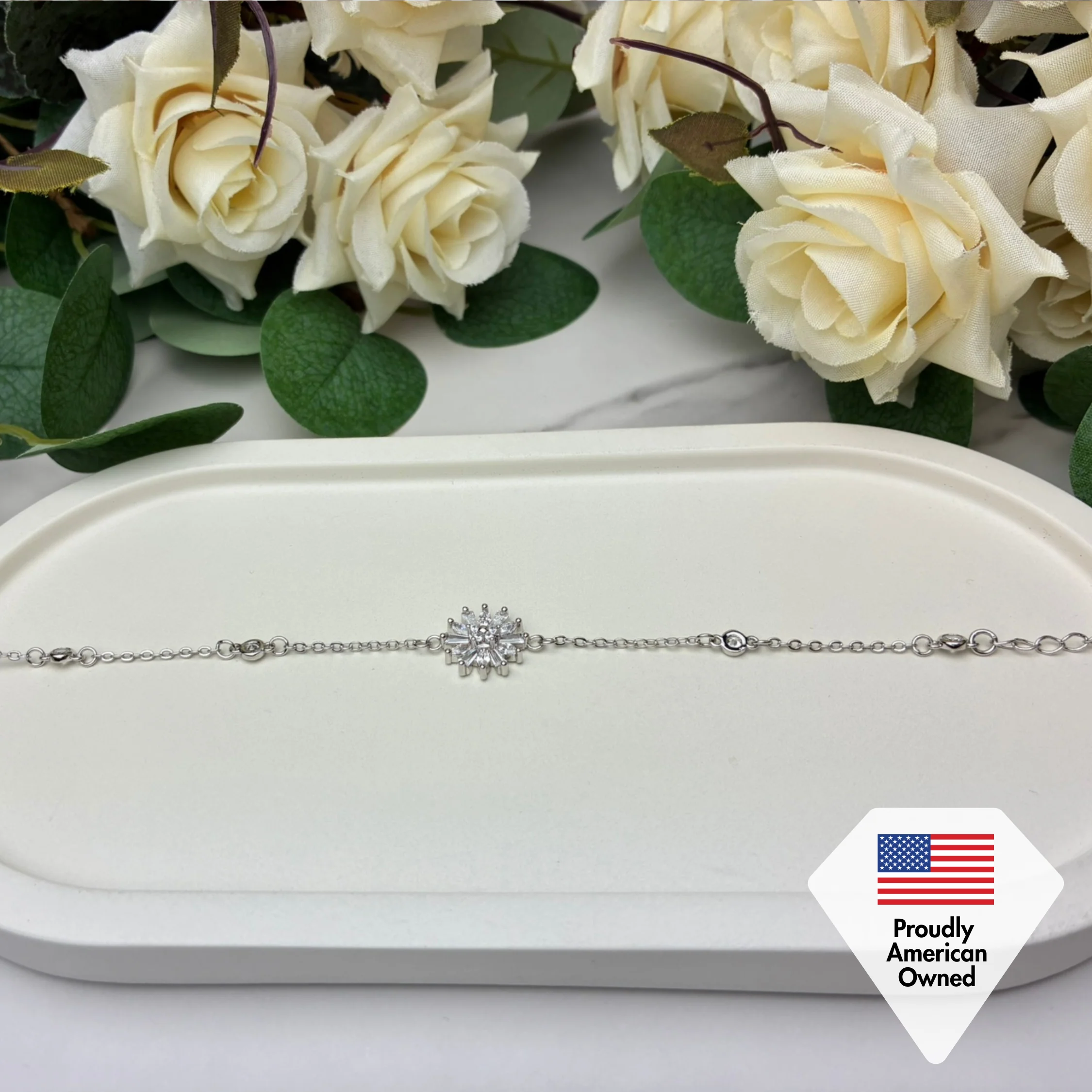 Astara 18k White Gold Plated Bracelet with Simulated Diamond Crystals - Image 6