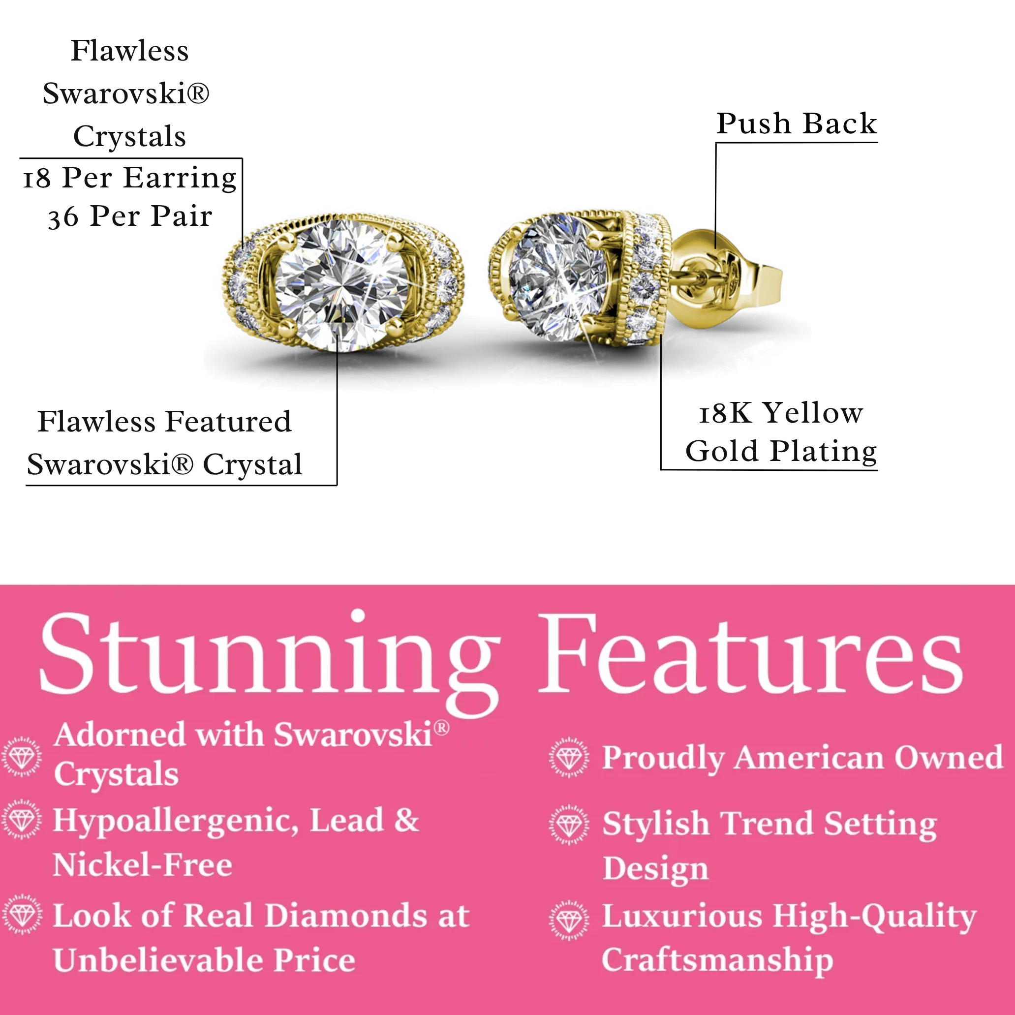 Astrid 18k White Gold Plated Stud Earrings with Swarovski Crystal — Final Sale - FAB FAV - Image 11